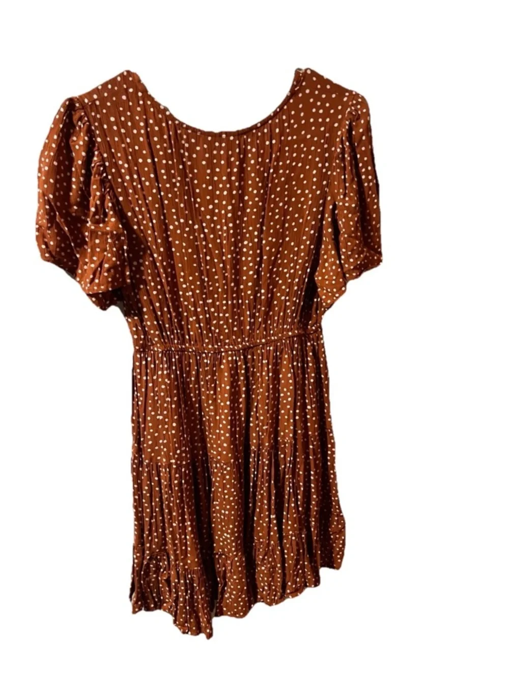 Angie Burnt Orange BootBarn vintage Polka Dot Dress Sz med bust 38 length 33 - Picture 3 of 3